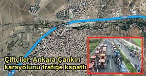 Çiftçiler, Ankara-Çankırı karayolunu trafiğe kapattı